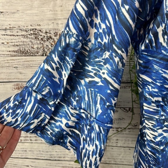 Robert Louis Tunic Top Plus size 1X Blue White Stretch Tropical Modest Casual - Picture 9 of 16